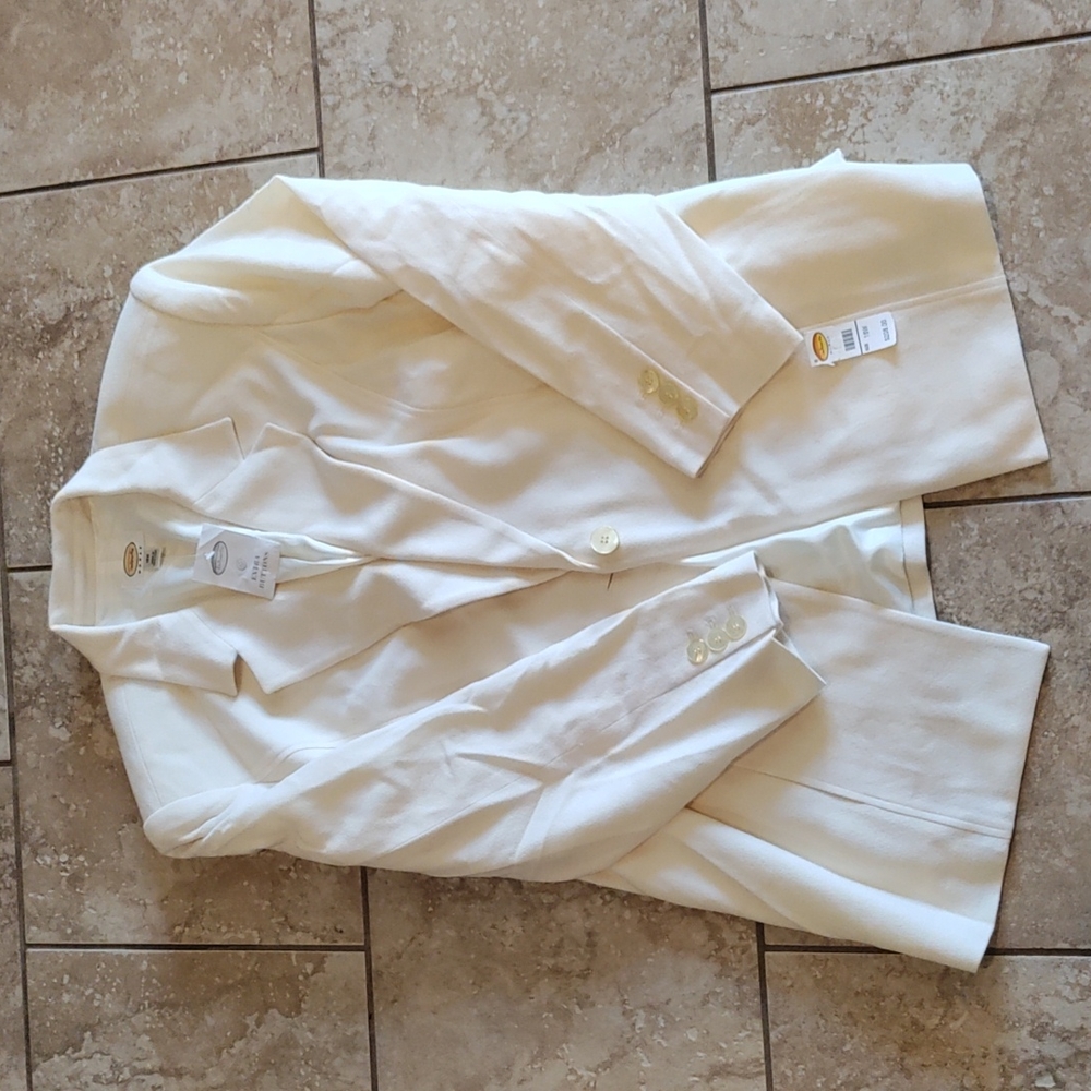 Talbots 18W White Wool Jacket Suit Ivory